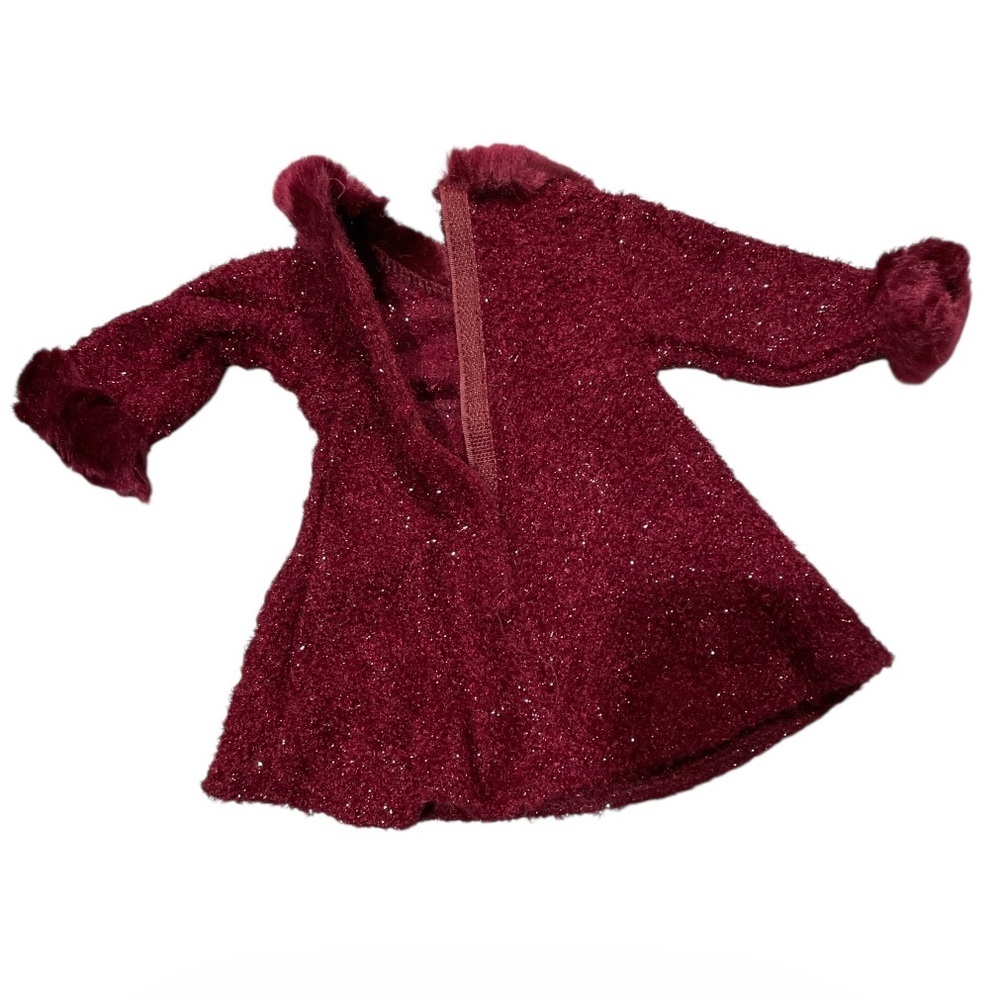 American Girl Burgundy Velvet Holiday Dress Outfit Shoes Tights AG Tagged - Picture 5 of 13